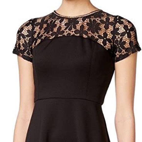 JESSICA SIMPSON Lace & Scuba Fit & Flare Dress sz2